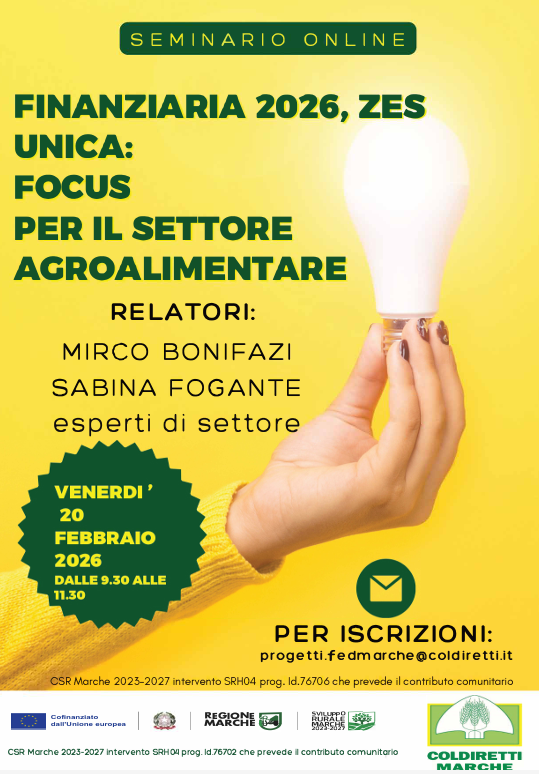 Finanziaria 2026, ZES unica:focus per il settore agroalimentare